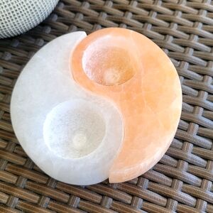 Beautiful Selenite Yin Yang Candle Holder - Tranquil Energy!